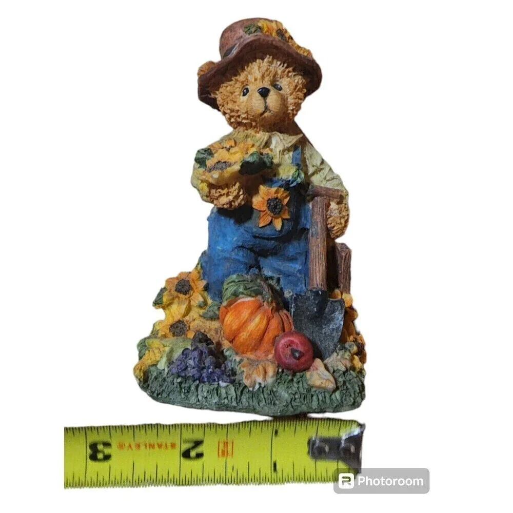 Bears With Sunflower On Hat With Pumpkin